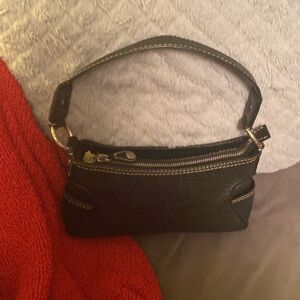 Vintage Michael Kors Leather Small Handbag, Black, measures 11” x 5” x 2”.